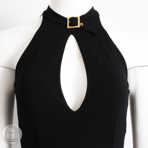 Dolce & Gabbana Dress Black Jersey Buckle Collar Keyhole Chest Wiggle Bodycon - Picture 4 of 9